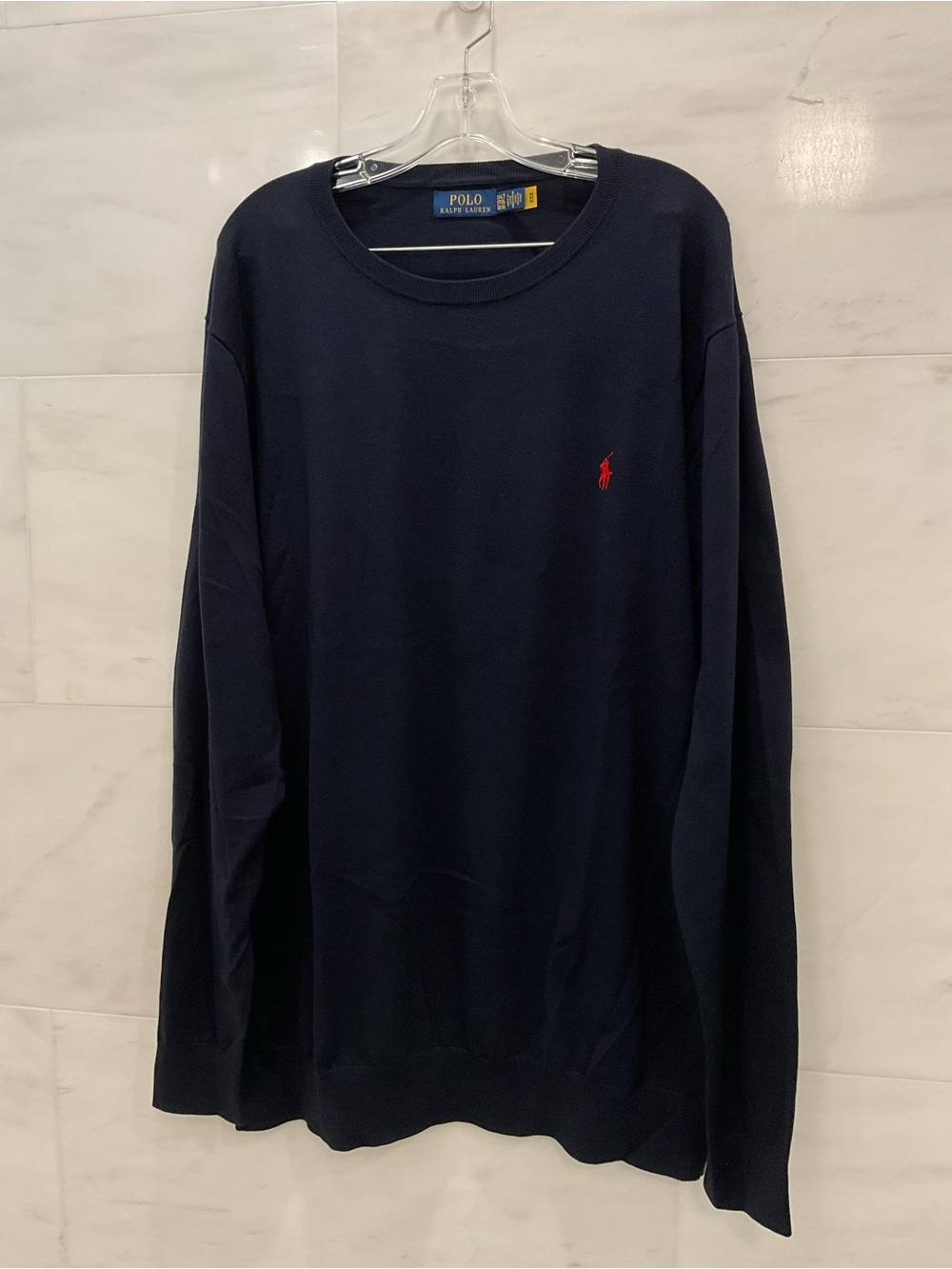 POLO Ralph Lauren Big & Tall Navy Blue Cotton CrewNeck Sweater 3XLT W17